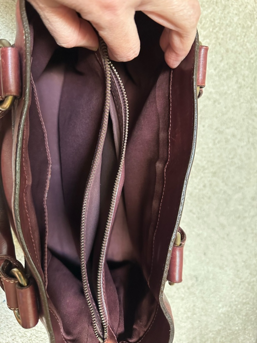 Authentic Celine Burgundy Leather Satchel with Bonus Long Wallet - Picture 11 of 16